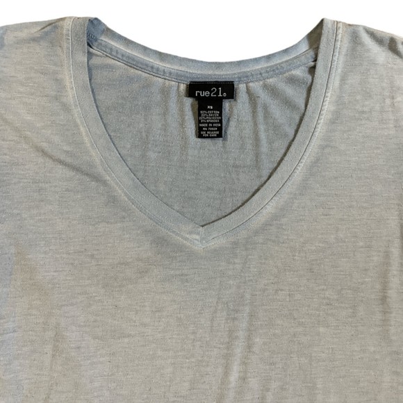 Rue21 Women Loose Fit Short Sleeve V-Neck Top Shirt Blouse Size XS Sky Blue - Picture 4 of 4